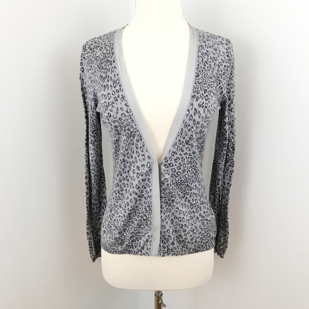 Banana Republic Gray Leopard Print Cardigan